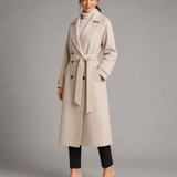 DOMINIQUE | MANTEAU EN LAINE LONG CEINTURÉ
