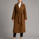 DOMINIQUE | MANTEAU EN LAINE LONG CEINTURÉ