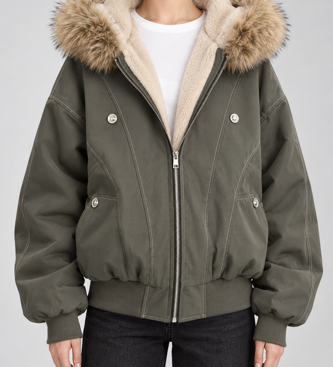 ODILE | VESTE EN FAUSSE FOURRURE À CAPUCHE OVERSIZE